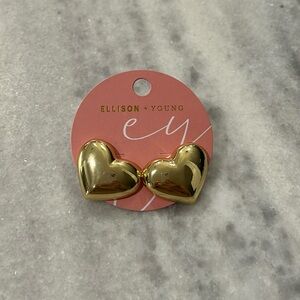 NWT Puffy Heart Stud Earrings 18k Gold Plated